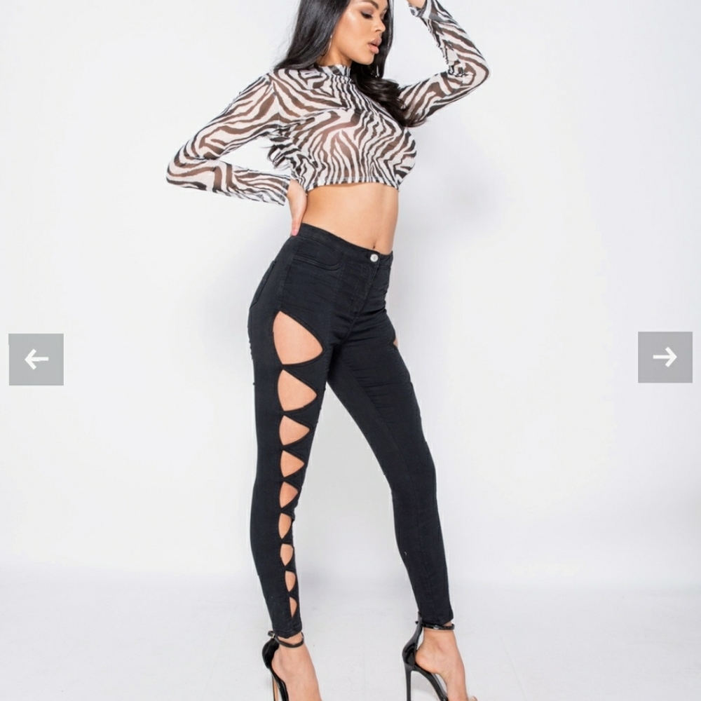 Multi cut out skinny jeans